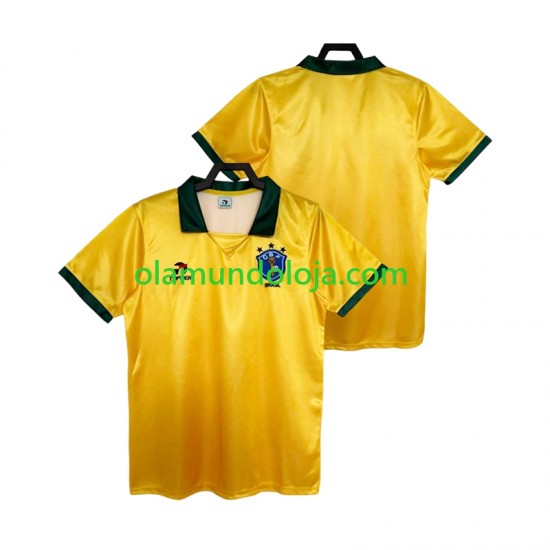 Camisola Brasil 1988 Retro Homem Equipamento Primeiro Manga Curta